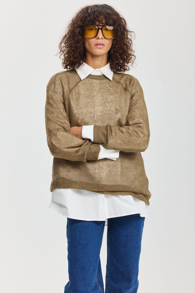 חולצת LEAGUE סריג דק זית