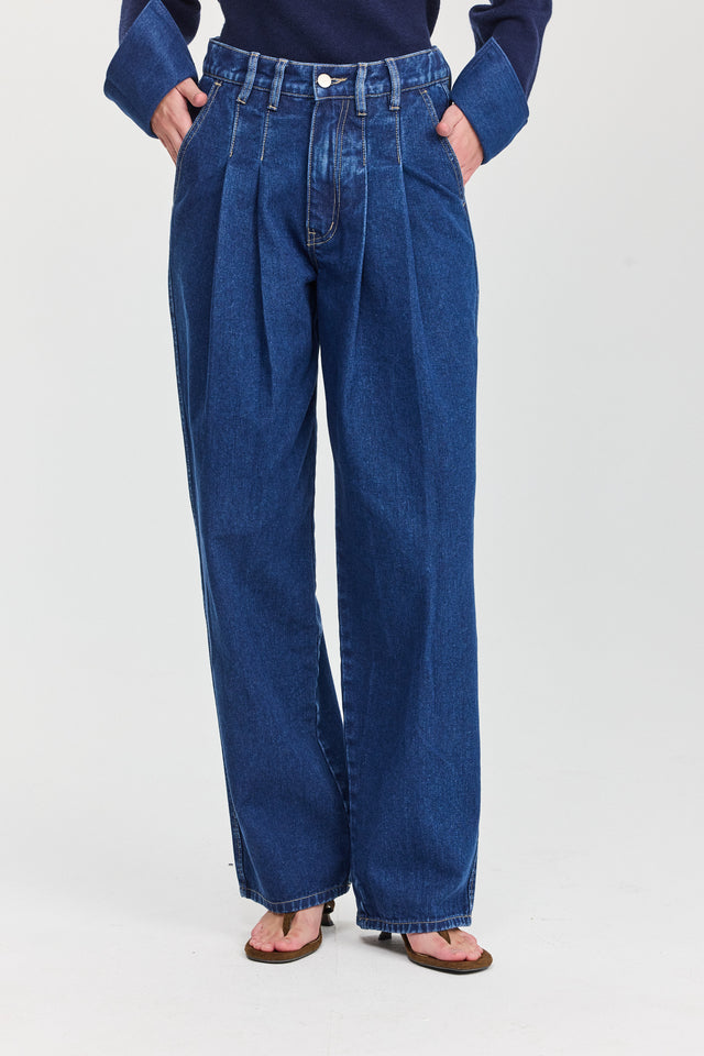 מכנסי ג'ינס מאפין מחוייטים כחולים