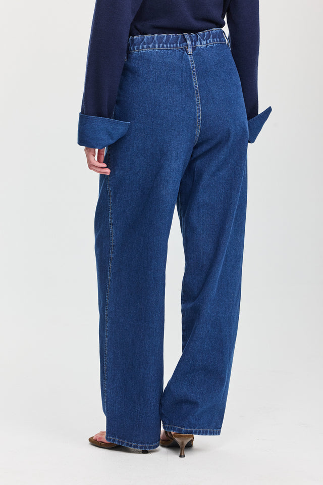 מכנסי ג'ינס מאפין מחוייטים כחולים