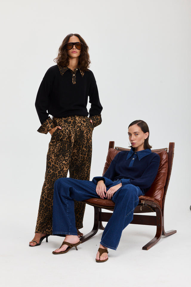 מכנסי ג'ינס מאפין מחוייטים כחולים