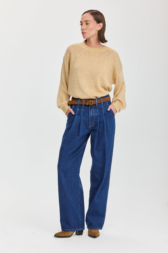 סוודר מרשמלו פייטים קרמל