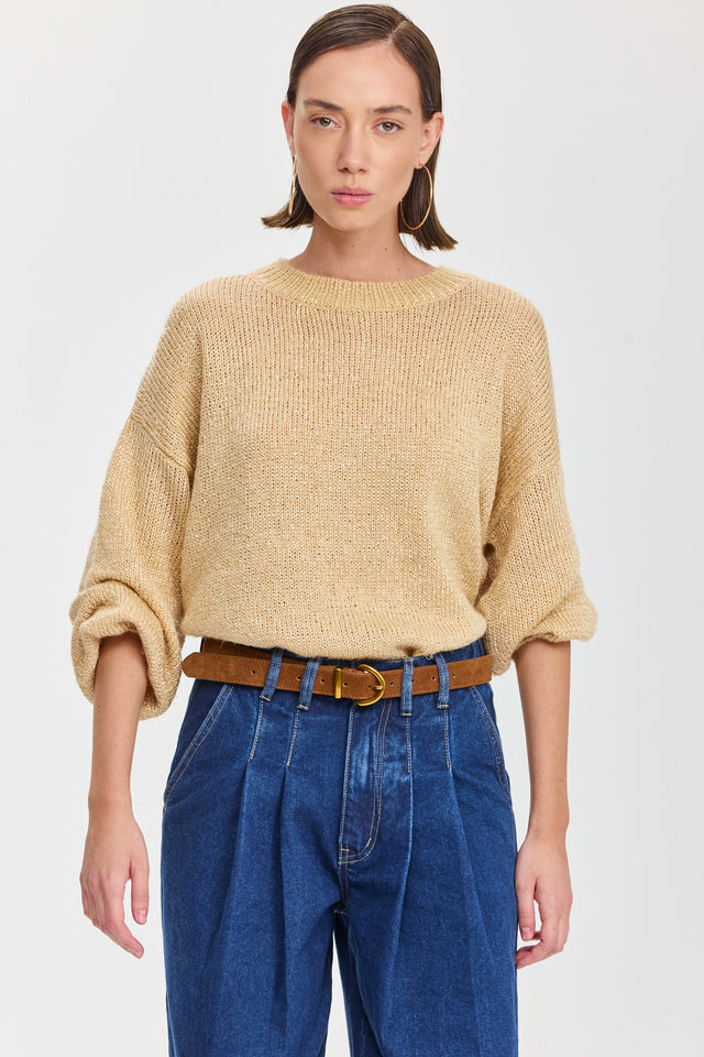 סוודר מרשמלו פייטים קרמל