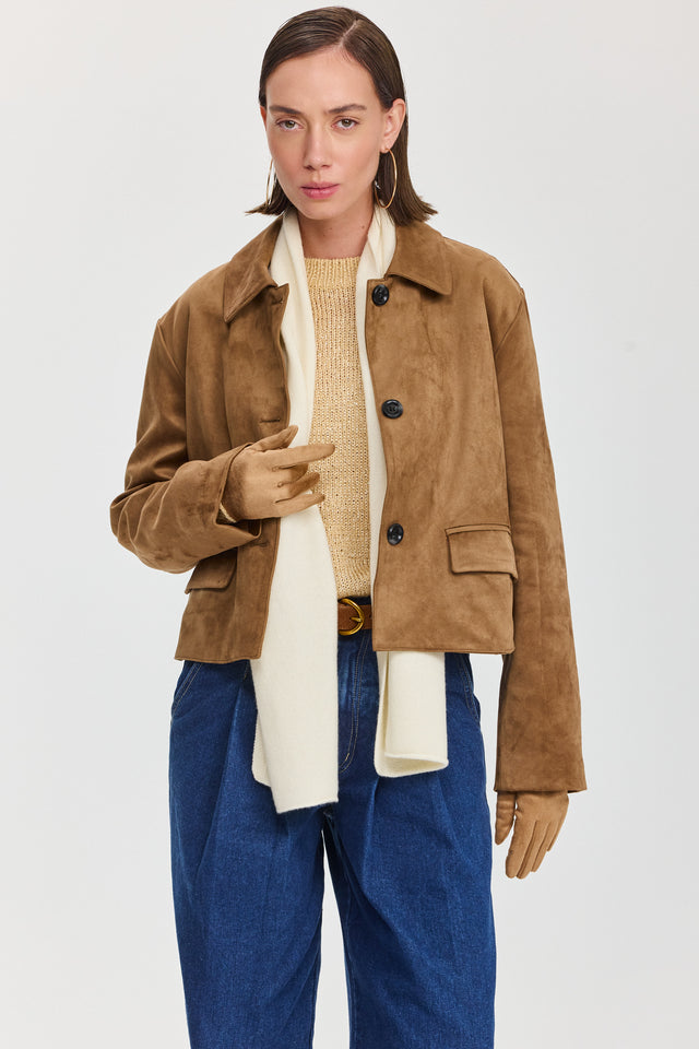 צעיף סריג חלק שמנת