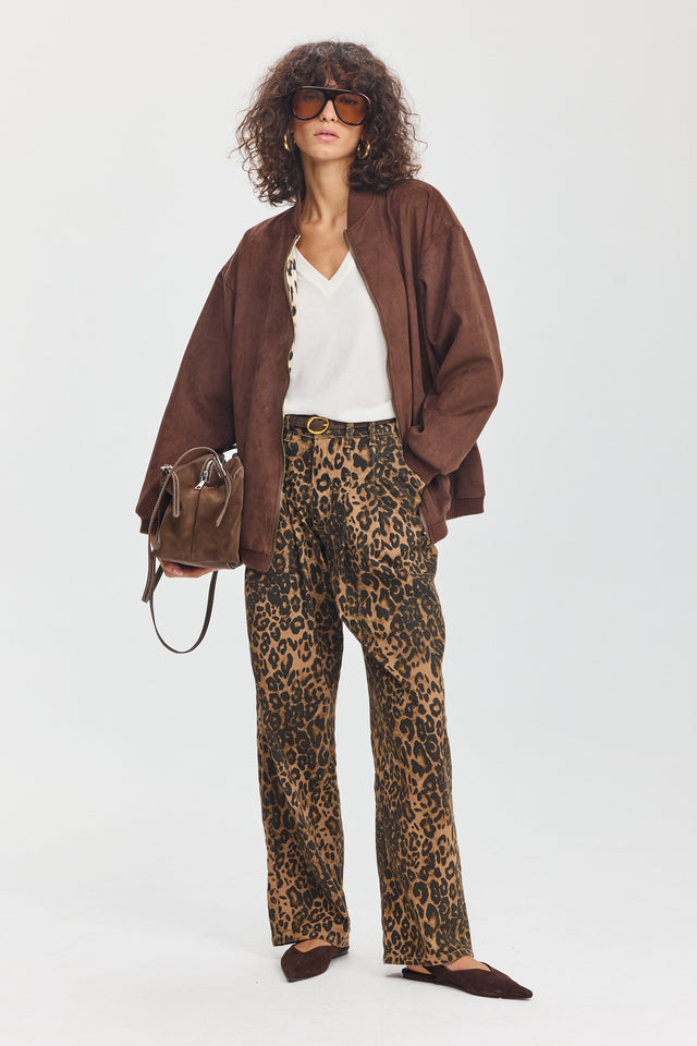 מכנסי ג'ינס מאפין מחוייטים מנומרים