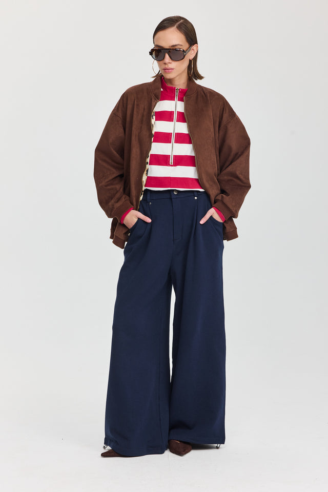 מכנסי קראמבל סווטשירט מתרחבים דיטייל מחויט נייבי