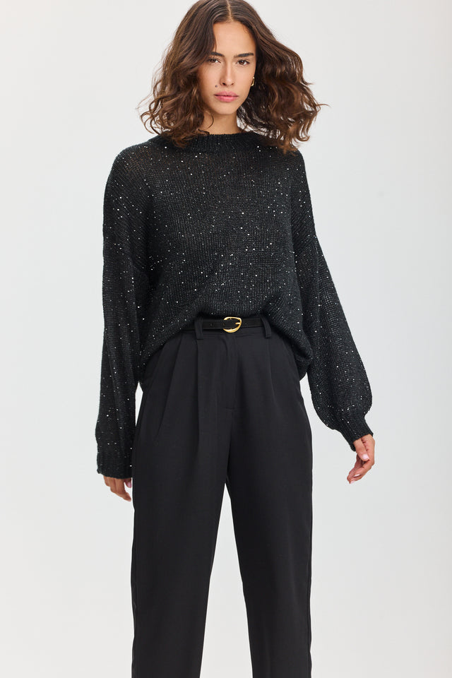 מכנסיים מחוייטים סינמון גומי במתניים שחורים