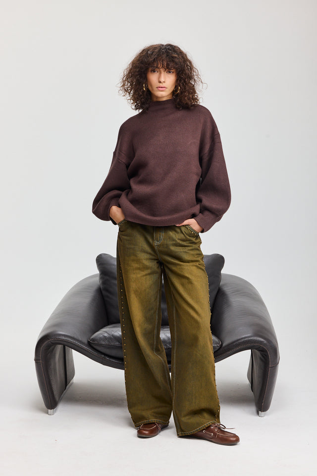 סוודר פרזנט חום שוקולד