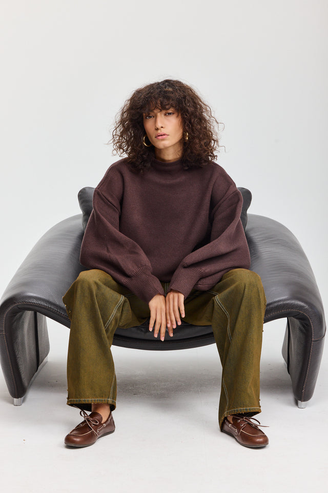 סוודר פרזנט חום שוקולד