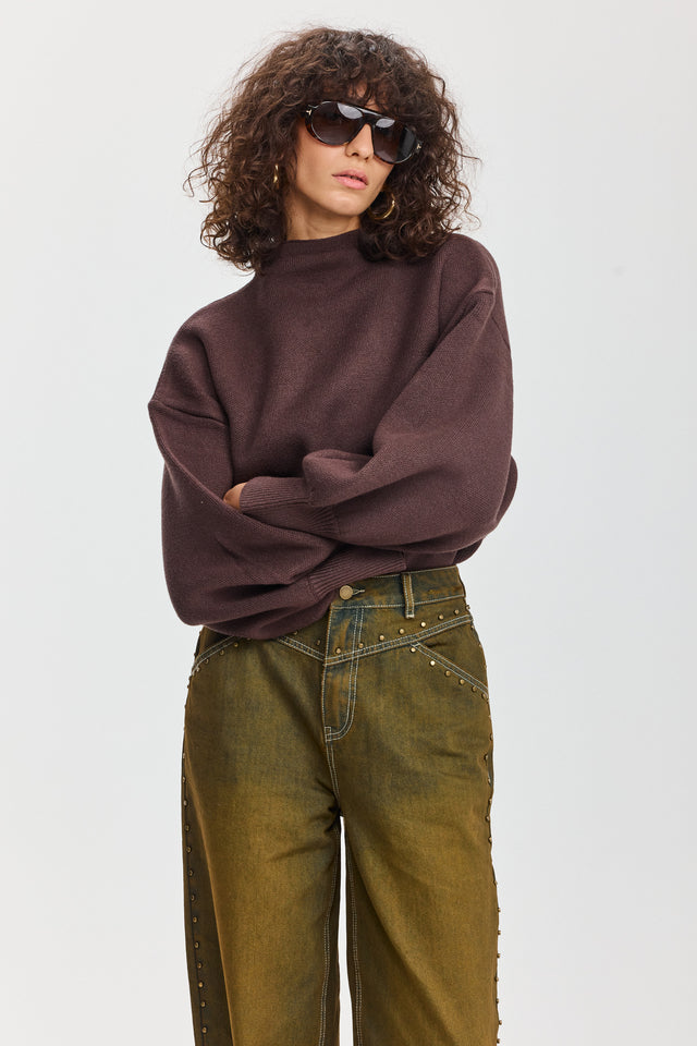 סוודר פרזנט חום שוקולד