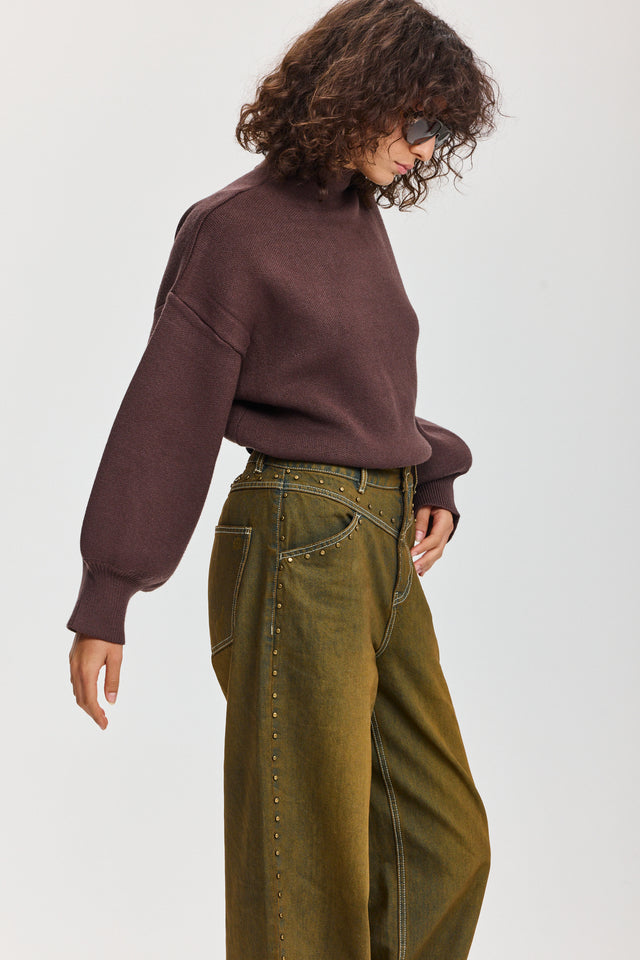 מכנסי ג'ינס ברנדי ניטים ברונזה