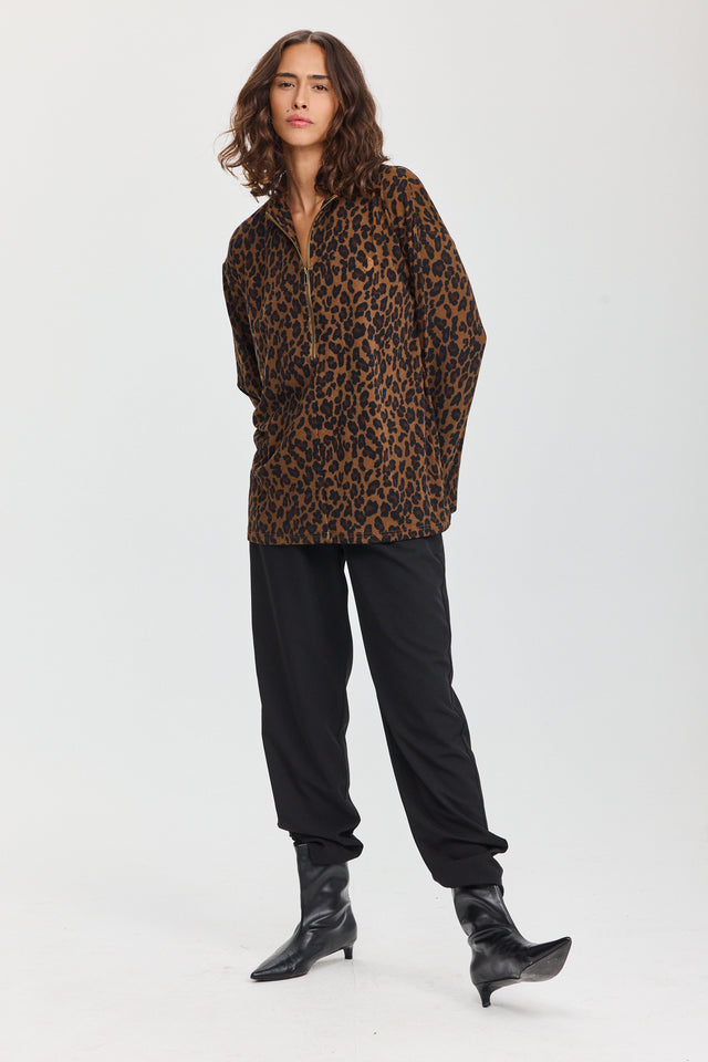 חולצת זיפר שרוול ארוך מנומרת