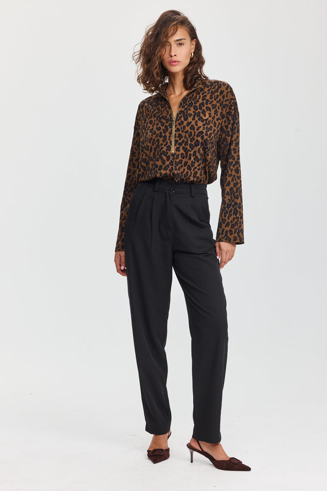 חולצת זיפר שרוול ארוך מנומרת