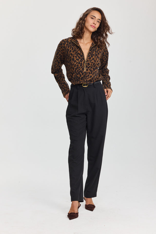 חולצת זיפר שרוול ארוך מנומרת