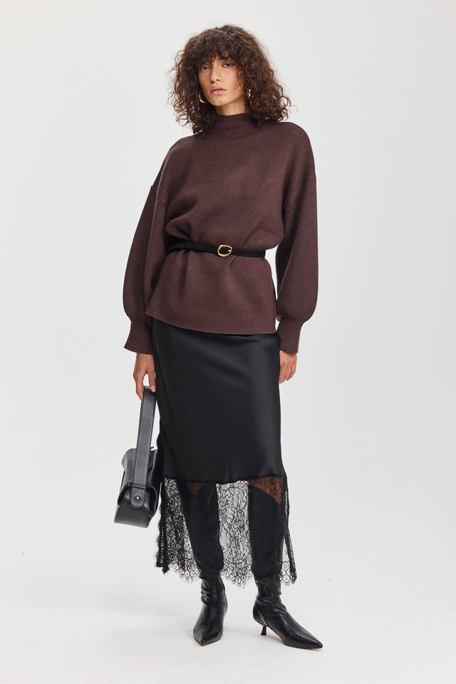 סוודר פרזנט חום שוקולד