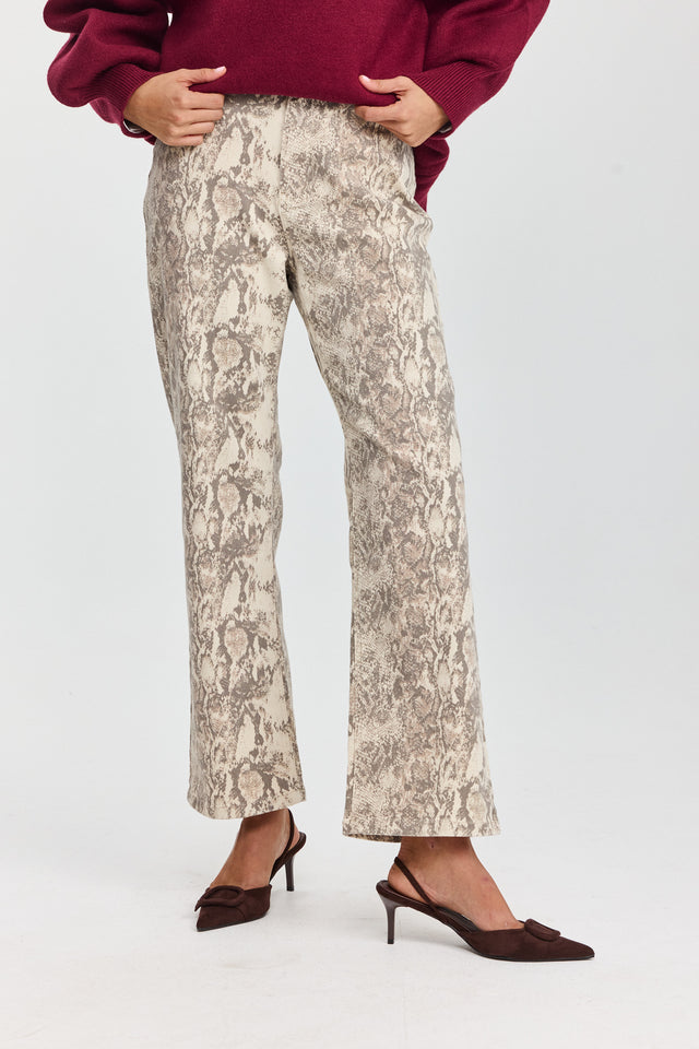 מכנסי ג'ינס נחש אפור שמנת