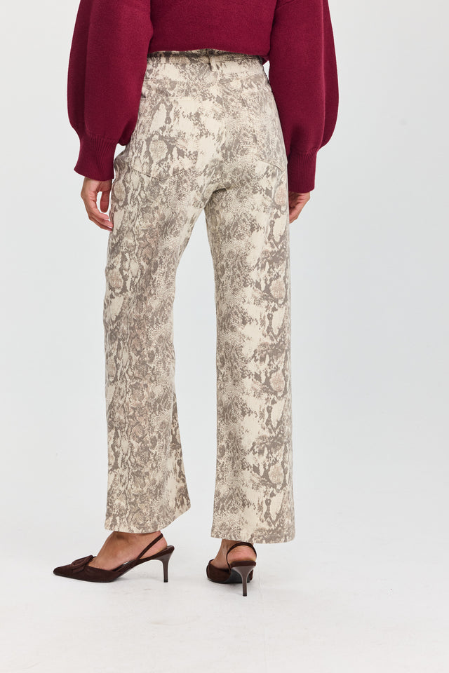 מכנסי ג'ינס נחש אפור שמנת