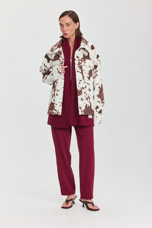 מכנסיים מחוייטים סינמון גומי במתניים בורגנדי