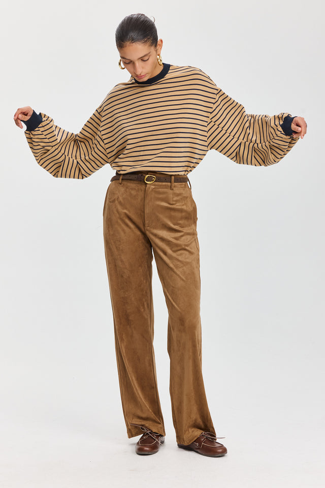 סווטשירט פודינג שרוולים תפוחים פסים מוקה שחור