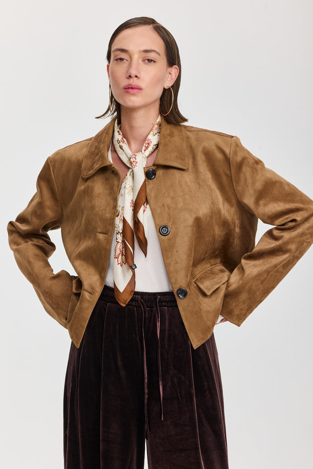 ז'קט אייריש קופי זמש קאמל