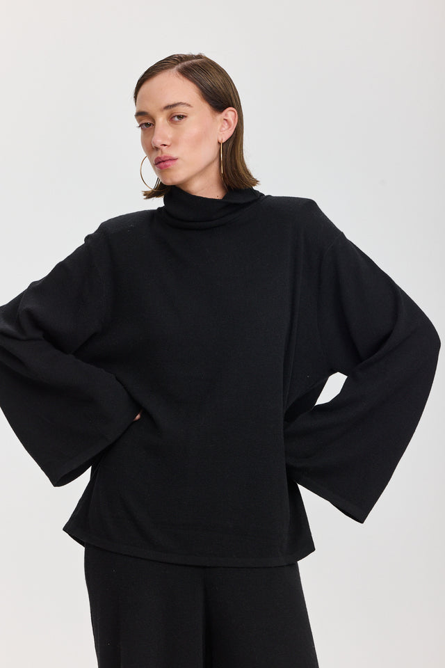 חולצת גולף סריג פריס שחורה