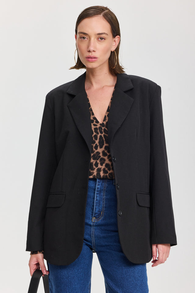 חולצת וי כיווצים ארוכה מנומר חום