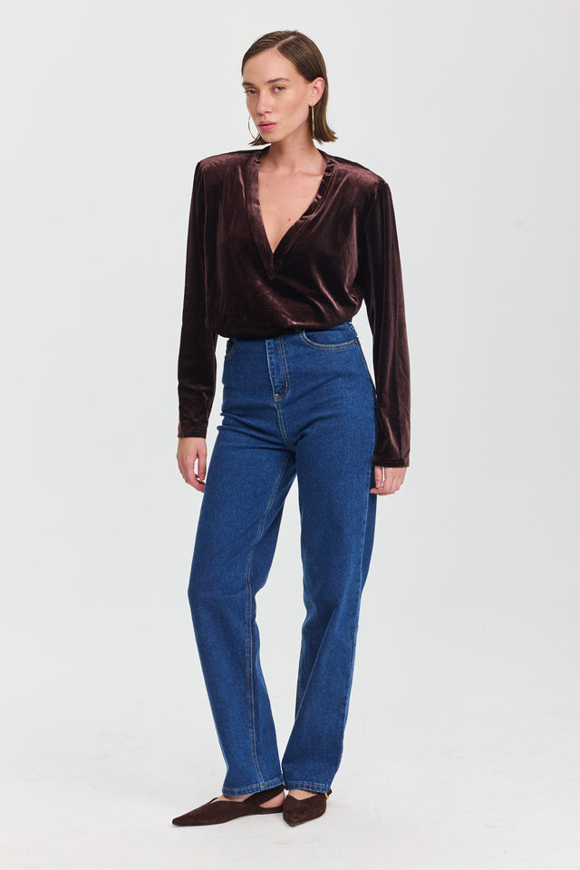 מכנסי ג'ינס גולדי ארוך וואש כחול