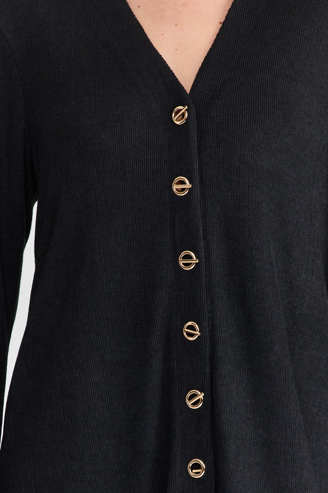 קרדיגן טוניקת שמלה וויסקי מקסי כריות נשלפות שחור