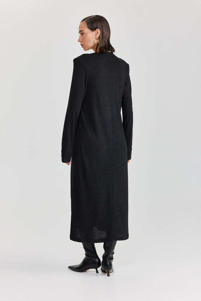 קרדיגן טוניקת שמלה וויסקי מקסי כריות נשלפות שחור