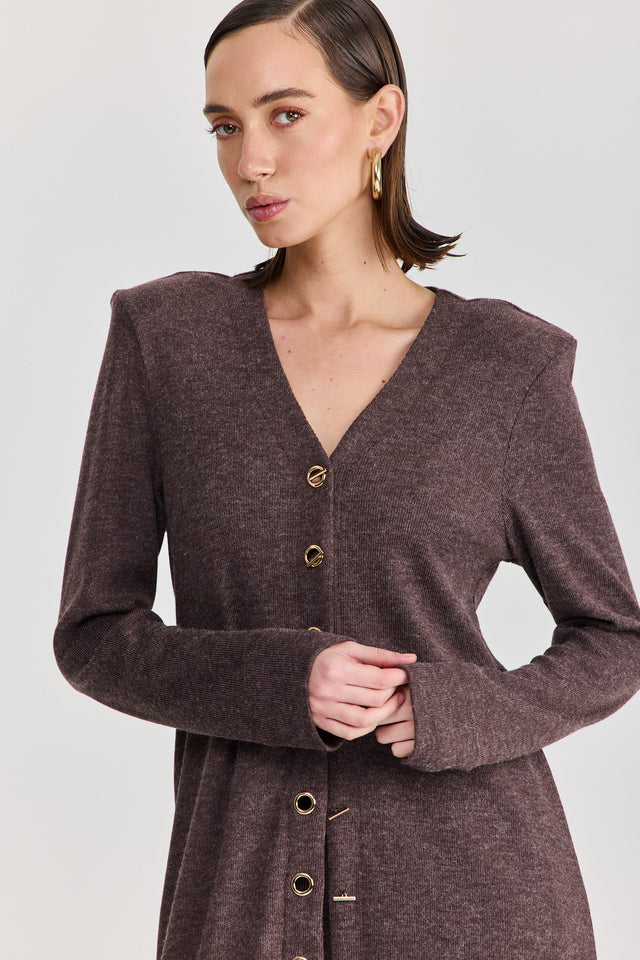 קרדיגן טוניקת שמלה וויסקי מקסי כריות נשלפות חום טראפל