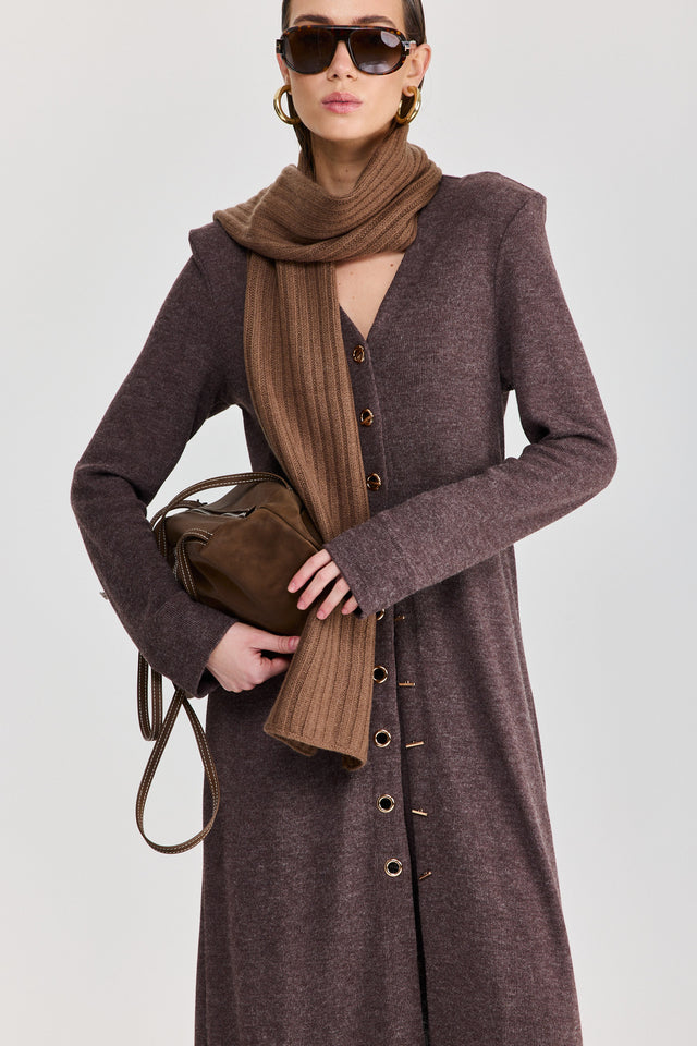 קרדיגן טוניקת שמלה וויסקי מקסי כריות נשלפות חום טראפל