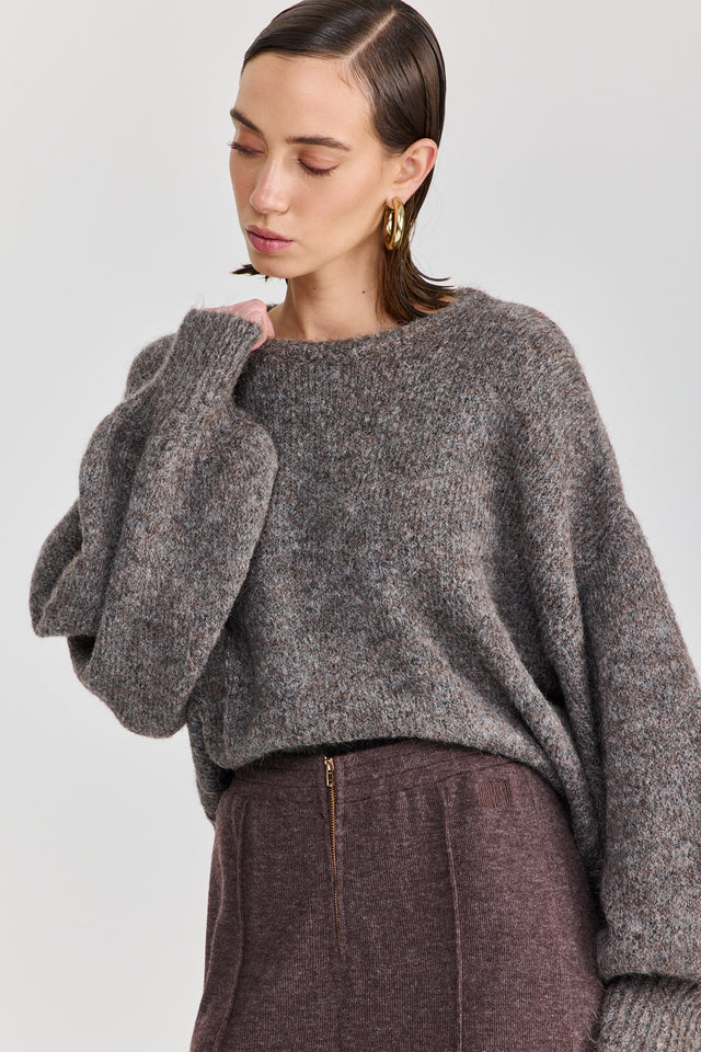 סוודר פרזנט פלאפי אפור