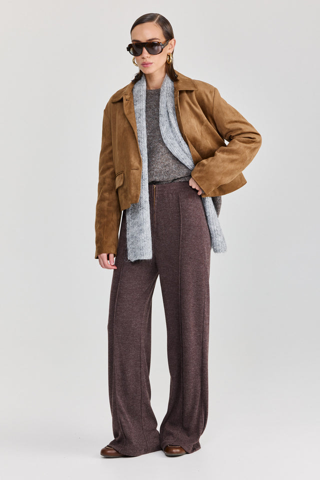 צעיף סרוג אפור מלנז'