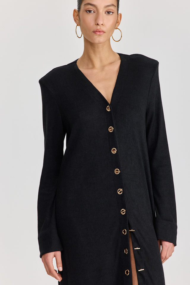 קרדיגן טוניקת שמלה וויסקי מקסי כריות נשלפות שחור