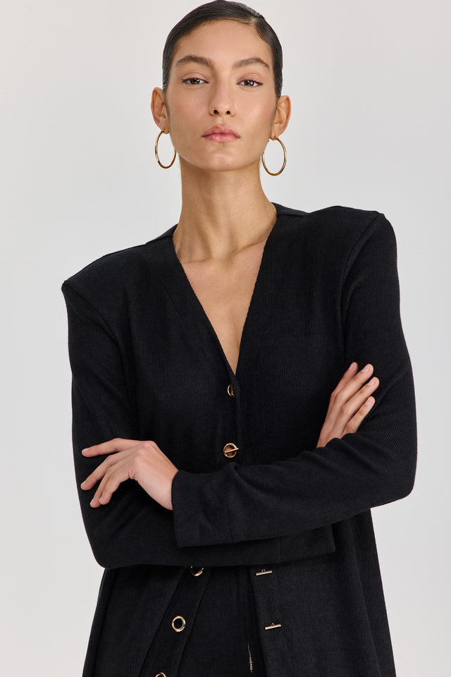 קרדיגן טוניקת שמלה וויסקי מקסי כריות נשלפות שחור