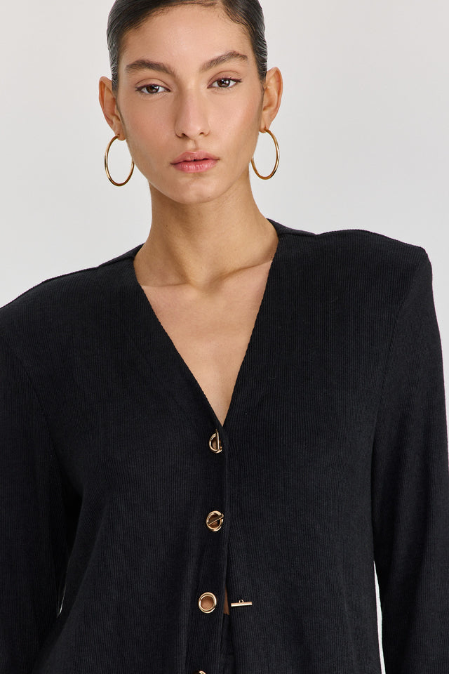 קרדיגן טוניקת שמלה וויסקי מקסי כריות נשלפות שחור