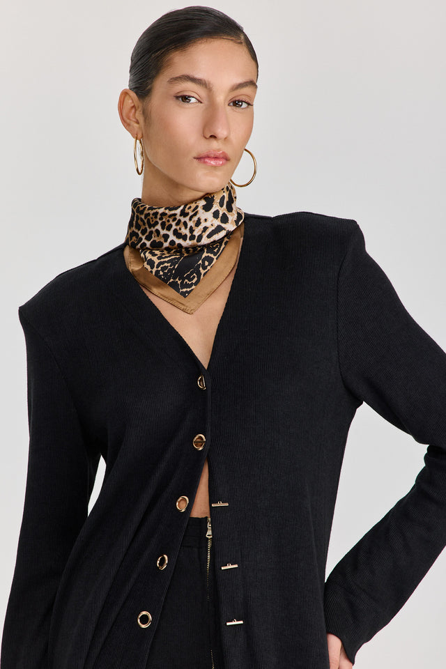 קרדיגן טוניקת שמלה וויסקי מקסי כריות נשלפות שחור