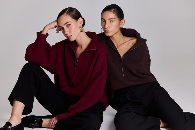 סוודר פרזנט זיפר בורגנדי