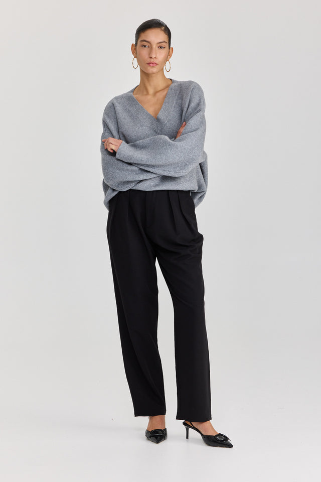 סוודר טוניקה פרזנט מפתח וי אפור