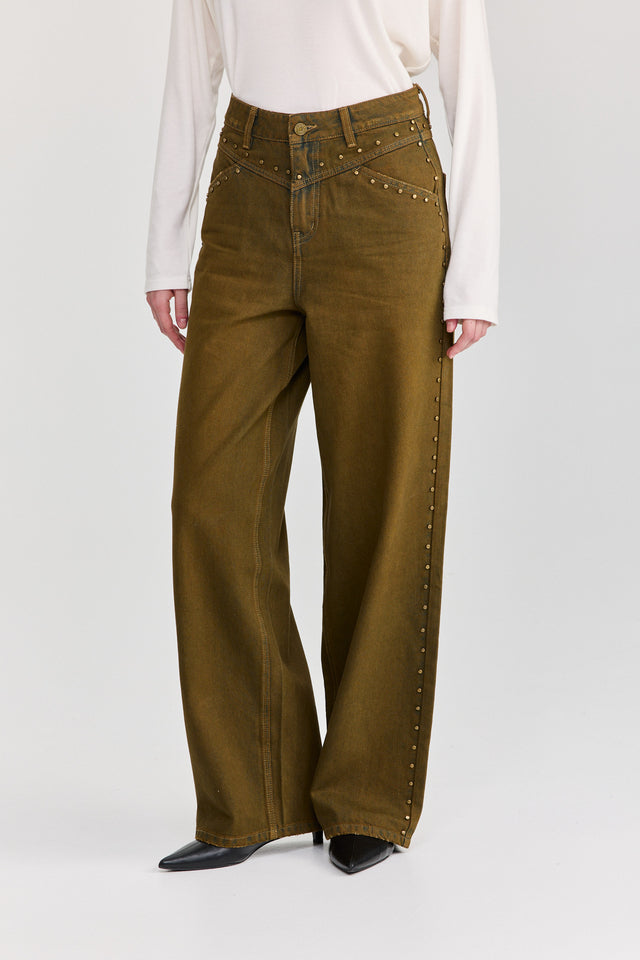 מכנסי ג'ינס ברנדי ניטים ברונזה