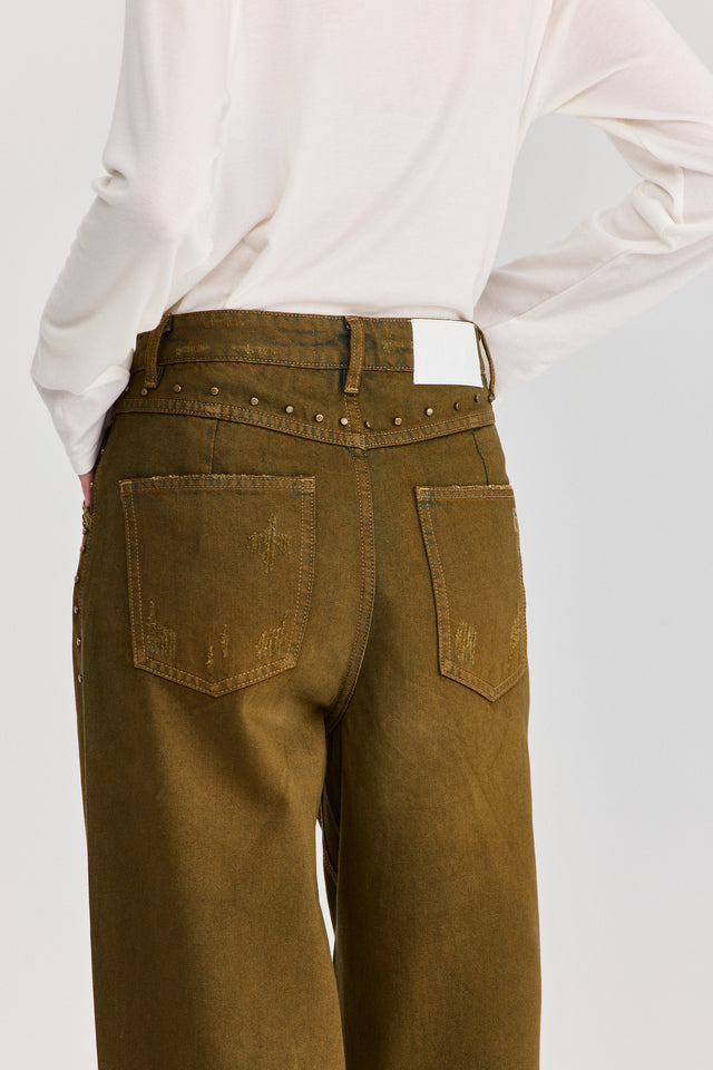 מכנסי ג'ינס ברנדי ניטים ברונזה