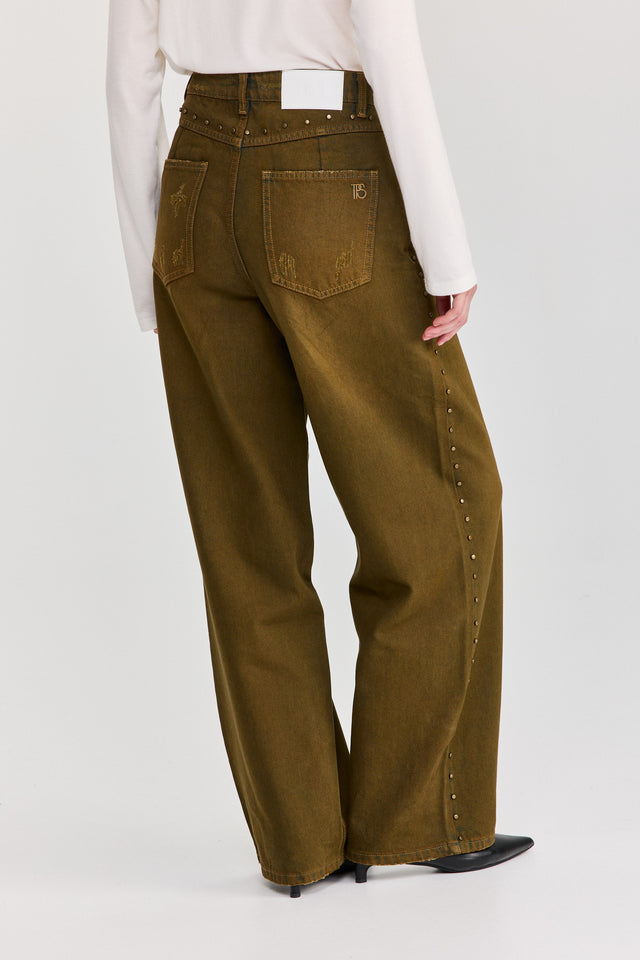 מכנסי ג'ינס ברנדי ניטים ברונזה