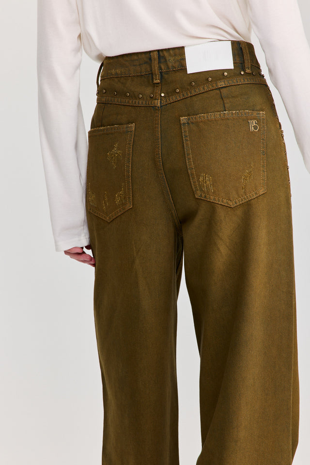 מכנסי ג'ינס ברנדי ניטים ברונזה