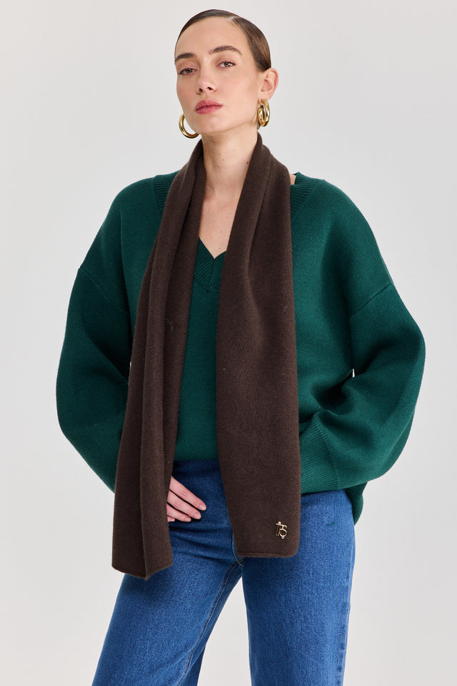 סוודר טוניקה פרזנט מפתח וי ירוק בקבוק