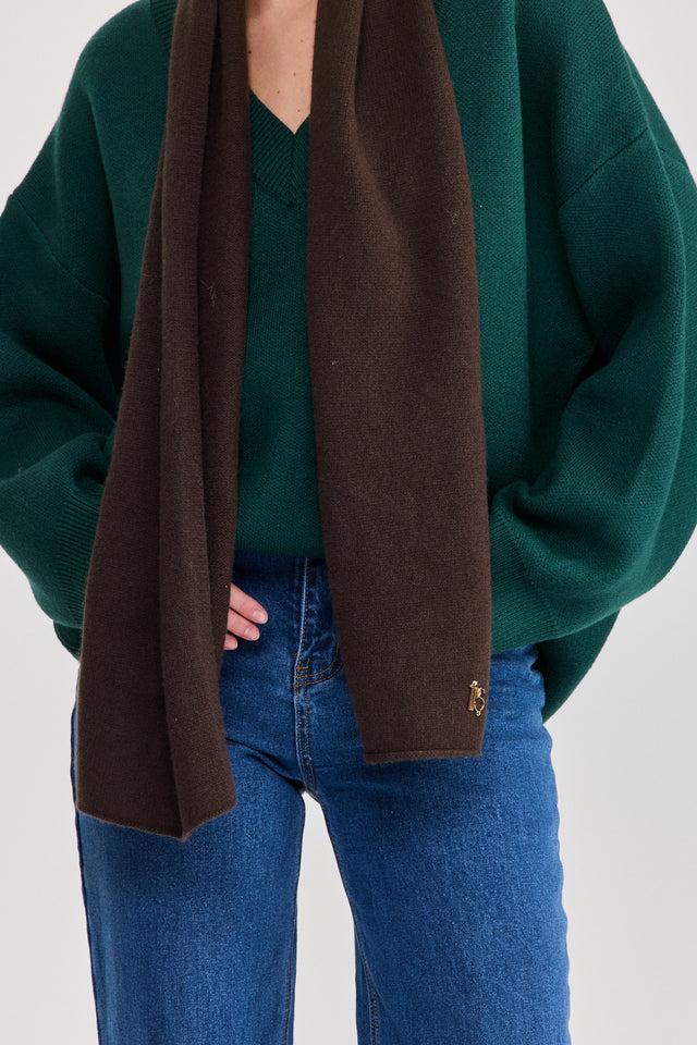 סוודר טוניקה פרזנט מפתח וי ירוק בקבוק