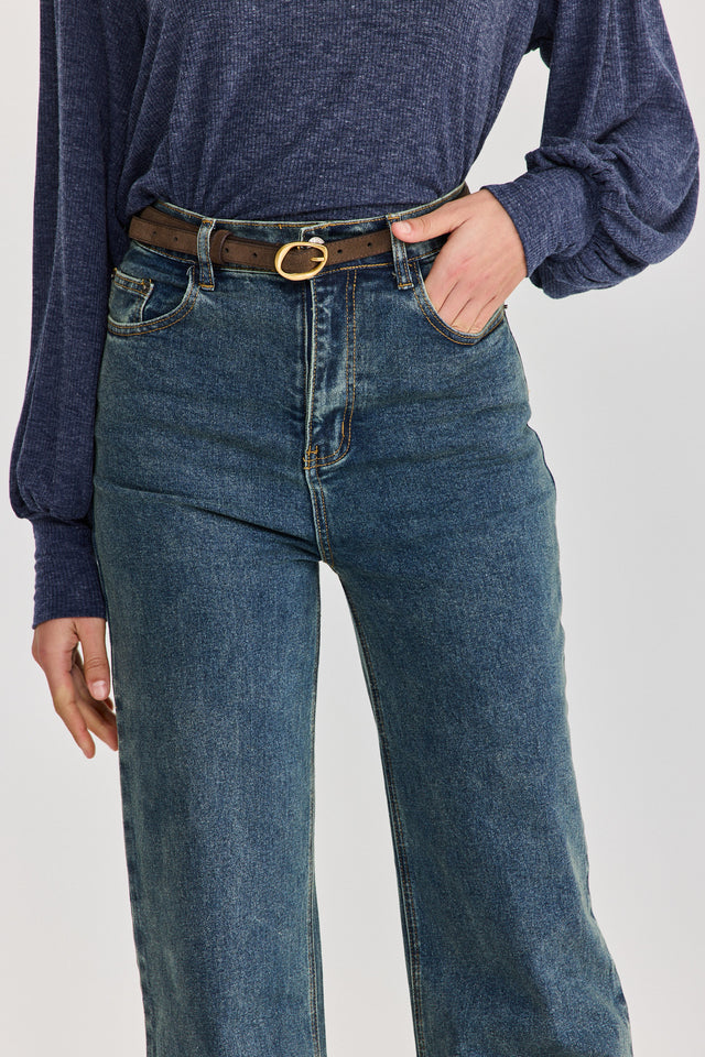 מכנסי ג'ינס גולדי מתרחבים גבוהים כחול וינטג'