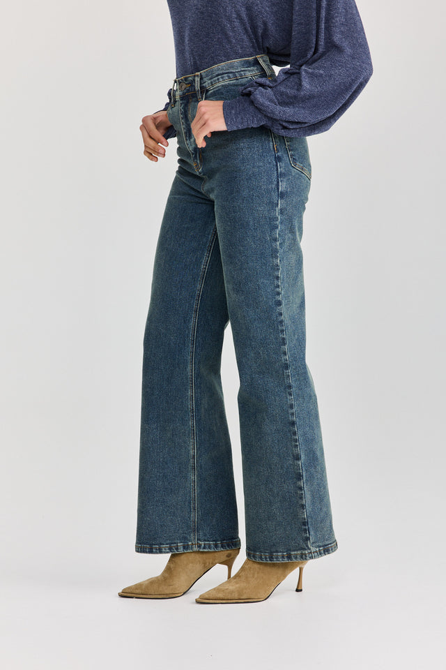 מכנסי ג'ינס גולדי מתרחבים גבוהים כחול וינטג'