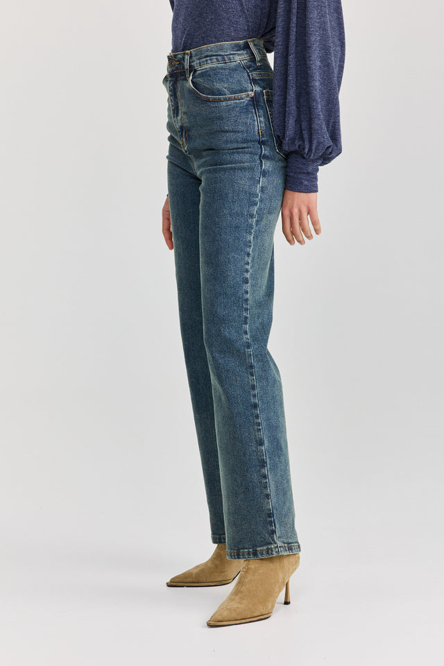 מכנסי ג'ינס גולדי מתרחבים גבוהים כחול וינטג'