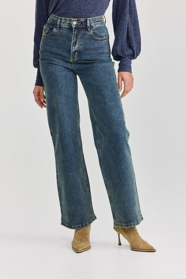 מכנסי ג'ינס גולדי מתרחבים גבוהים כחול וינטג'