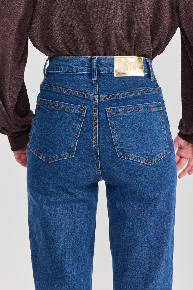 מכנסי ג'ינס גולדי מתרחבים גבוהים כחול וינטג'