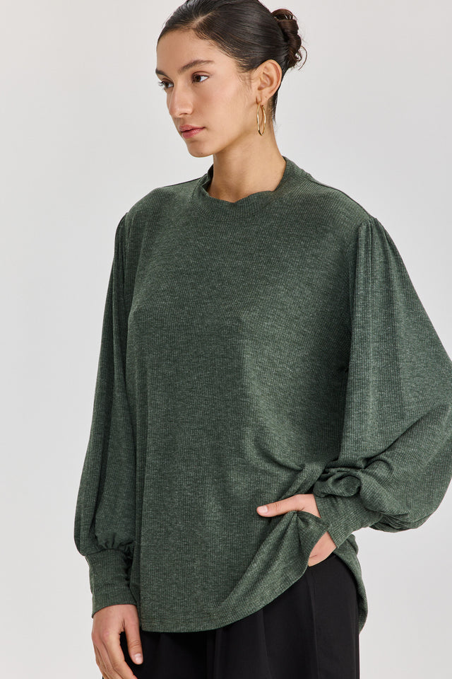 חולצת פונדו שרוולים תפוחים ירוק בקבוק